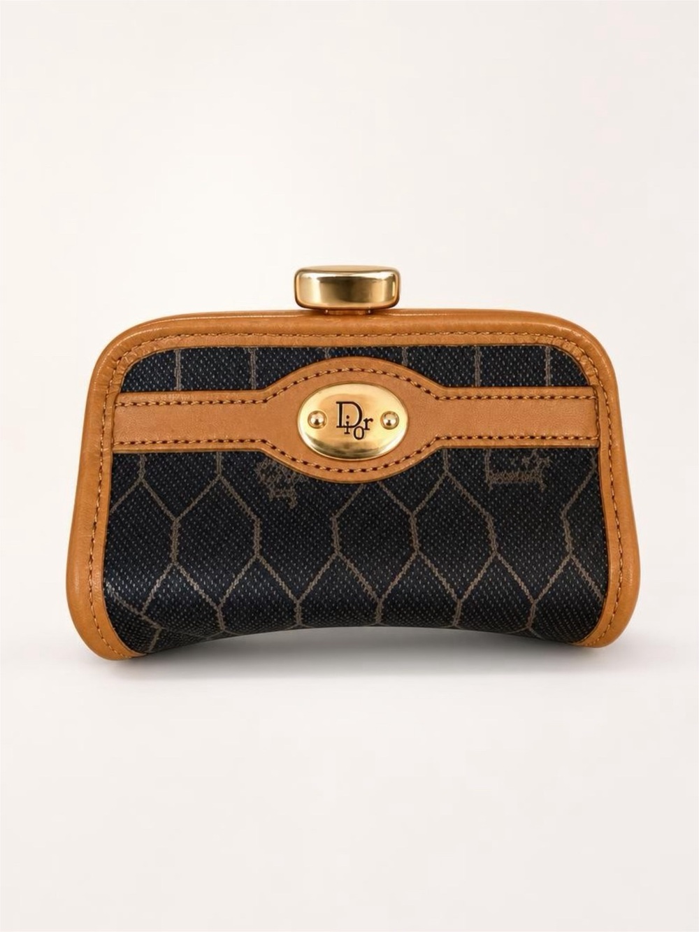 Vintage Christian Dior Honeycomb Monogram Kiss-Lock Coin Purse